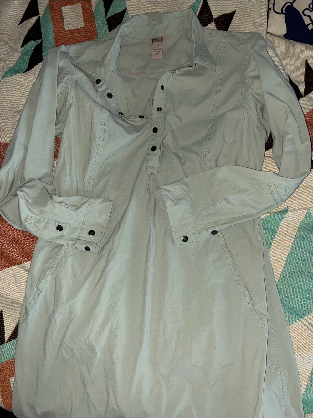 Duluth Trading Company, light green Ripstop Shirt Dress Pockets Size Medium